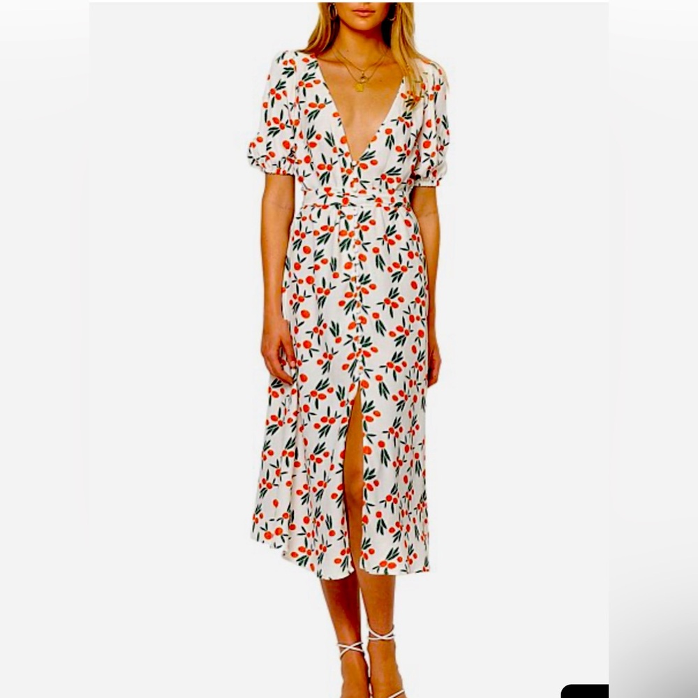 Orange 🍊 V-Neck Midi Dress Bec And Bridge